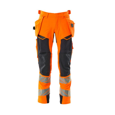 Mascot Accelerate Safe Trousers With Holster PocketsHi-Vis Orange/dark Navy   (48.5) (Leg LengthRegular) from B&Q