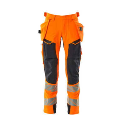 Mascot Accelerate Safe Trousers With Holster PocketsHi-Vis Orange/dark Navy   (52.5) (Leg LengthRegular) from B&Q