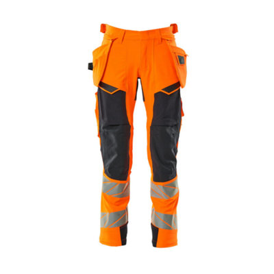 Mascot Accelerate Safe Trousers With Holster PocketsHi-Vis Orange/dark Navy   (34.5) (Leg LengthLong) from B&Q