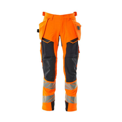 Mascot Accelerate Safe Trousers With Holster PocketsHi-Vis Orange/dark Navy   (35.5) (Leg LengthLong) from B&Q