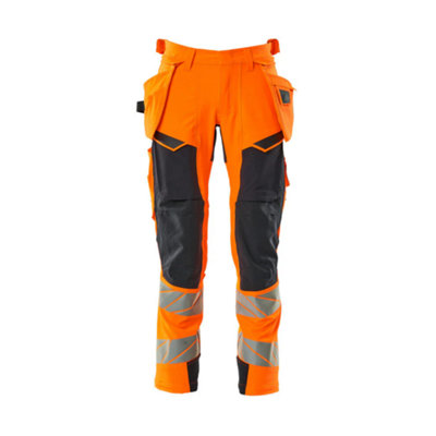 Mascot Accelerate Safe Trousers With Holster PocketsHi-Vis Orange/dark Navy   (46.5) (Leg LengthLong) from B&Q