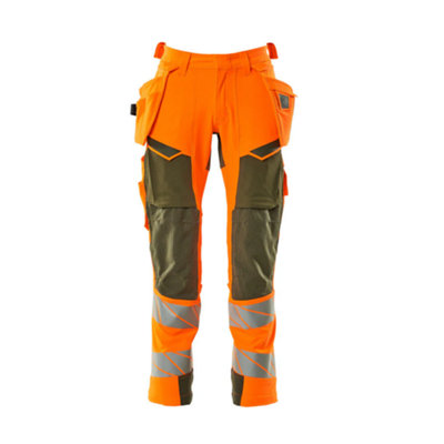Mascot Accelerate Safe Trousers With Holster PocketsHi-Vis Orange/moss Green   (50.5) (Leg LengthRegular) from B&Q