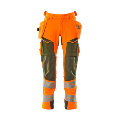 Mascot Accelerate Safe Trousers With Holster PocketsHi-Vis Orange/moss Green   (46.5) (Leg LengthLong) from B&Q