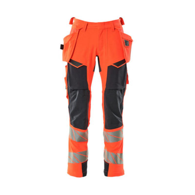 Mascot Accelerate Safe Trousers With Holster PocketsHi-Vis Red/dark Navy   (30.5) (Leg LengthShort) from B&Q