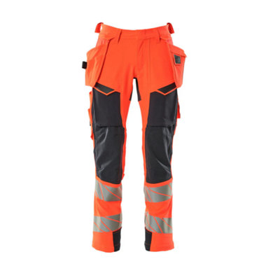 Mascot Accelerate Safe Trousers With Holster PocketsHi-Vis Red/dark Navy   (30.5) (Leg LengthRegular) from B&Q