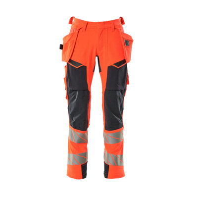 Mascot Accelerate Safe Trousers With Holster PocketsHi-Vis Red/dark Navy   (32.5) (Leg LengthRegular) from B&Q