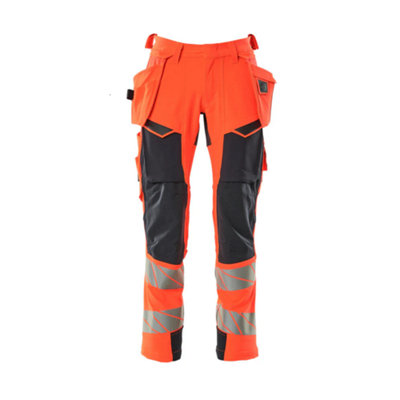 Mascot Accelerate Safe Trousers With Holster PocketsHi-Vis Red/dark Navy   (38.5) (Leg LengthRegular) from B&Q