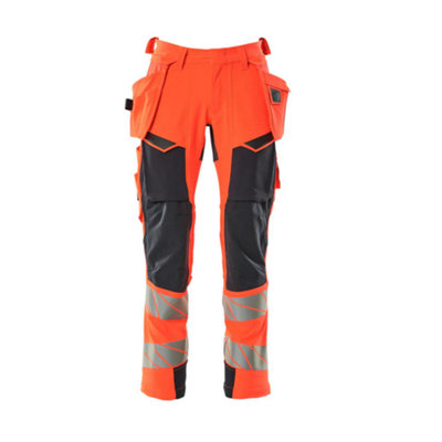 Mascot Accelerate Safe Trousers With Holster PocketsHi-Vis Red/dark Navy   (40.5) (Leg LengthRegular) from B&Q