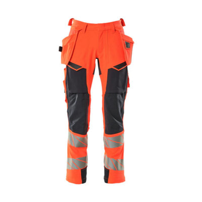 Mascot Accelerate Safe Trousers With Holster PocketsHi-Vis Red/dark Navy   (46.5) (Leg LengthRegular) from B&Q