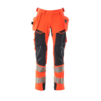 Mascot Accelerate Safe Trousers With Holster PocketsHi-Vis Red/dark Navy   (50.5) (Leg LengthRegular) from B&Q