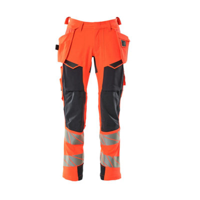 Mascot Accelerate Safe Trousers With Holster PocketsHi-Vis Red/dark Navy   (52.5) (Leg LengthRegular) from B&Q