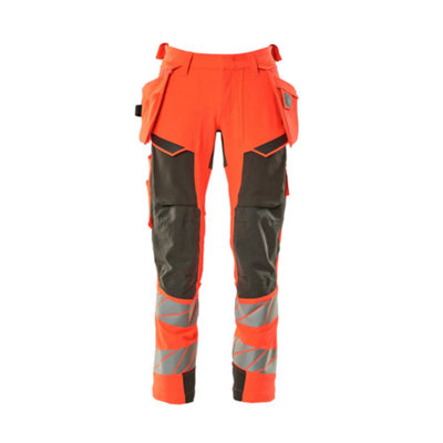 Mascot Accelerate Safe Trousers With Holster PocketsHi-Vis Red/dark Anthracite   (30.5) (Leg LengthShort) from B&Q