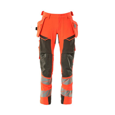 Mascot Accelerate Safe Trousers With Holster PocketsHi-Vis Red/dark Anthracite   (30.5) (Leg LengthRegular) from B&Q