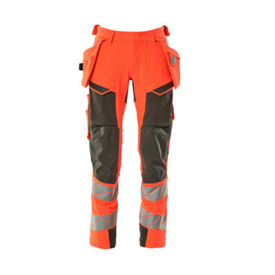 Mascot Accelerate Safe Trousers With Holster PocketsHi-Vis Red/dark Anthracite   (32.5) (Leg LengthRegular) from B&Q