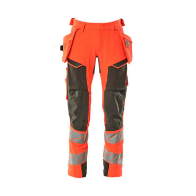 Mascot Accelerate Safe Trousers With Holster PocketsHi-Vis Red/dark Anthracite   (48.5) (Leg LengthRegular) from B&Q