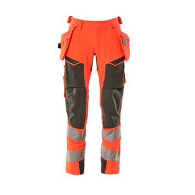 Mascot Accelerate Safe Trousers With Holster PocketsHi-Vis Red/dark Anthracite   (52.5) (Leg LengthRegular) from B&Q