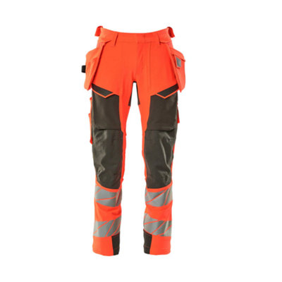 Mascot Accelerate Safe Trousers With Holster PocketsHi-Vis Red/dark Anthracite   (30.5) (Leg LengthLong) from B&Q
