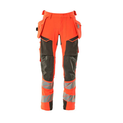 Mascot Accelerate Safe Trousers With Holster PocketsHi-Vis Red/dark Anthracite   (33.5) (Leg LengthLong) from B&Q