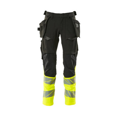 Mascot Accelerate Safe Trousers With Holster PocketsBlack/hi-Vis Yellow   (30.5) (Leg LengthShort) from B&Q