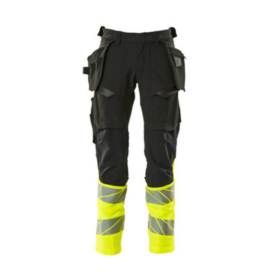 Mascot Accelerate Safe Trousers With Holster PocketsBlack/hi-Vis Yellow   (31.5) (Leg LengthShort) from B&Q