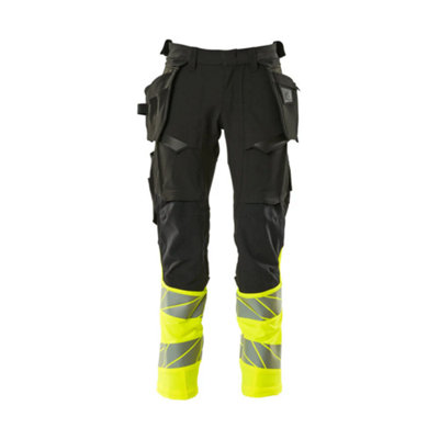 Mascot Accelerate Safe Trousers With Holster PocketsBlack/hi-Vis Yellow   (36.5) (Leg LengthShort) from B&Q