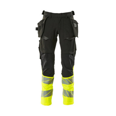 Mascot Accelerate Safe Trousers With Holster PocketsBlack/hi-Vis Yellow   (40.5) (Leg LengthShort) from B&Q