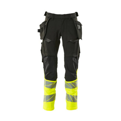 Mascot Accelerate Safe Trousers With Holster PocketsBlack/hi-Vis Yellow   (33.5) (Leg LengthRegular) from B&Q