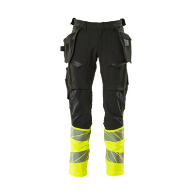 Mascot Accelerate Safe Trousers With Holster PocketsBlack/hi-Vis Yellow   (34.5) (Leg LengthRegular) from B&Q