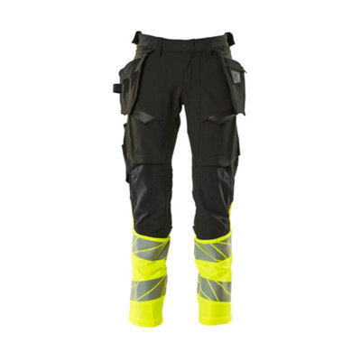 Mascot Accelerate Safe Trousers With Holster PocketsBlack/hi-Vis Yellow   (36.5) (Leg LengthRegular) from B&Q