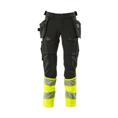 Mascot Accelerate Safe Trousers With Holster PocketsBlack/hi-Vis Yellow   (46.5) (Leg LengthRegular) from B&Q
