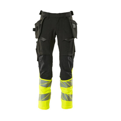Mascot Accelerate Safe Trousers With Holster PocketsBlack/hi-Vis Yellow   (50.5) (Leg LengthRegular) from B&Q