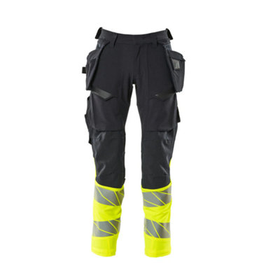 Mascot Accelerate Safe Trousers With Holster PocketsDark Navy/hi-Vis Yellow   (38.5) (Leg LengthRegular) from B&Q