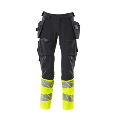 Mascot Accelerate Safe Trousers With Holster PocketsDark Navy/hi-Vis Yellow   (46.5) (Leg LengthRegular) from B&Q