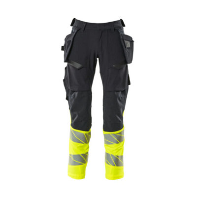 Mascot Accelerate Safe Trousers With Holster PocketsDark Navy/hi-Vis Yellow   (30.5) (Leg LengthLong) from B&Q