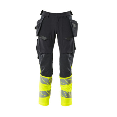 Mascot Accelerate Safe Trousers With Holster PocketsDark Navy/hi-Vis Yellow   (32.5) (Leg LengthLong) from B&Q