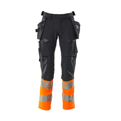 Mascot Accelerate Safe Trousers With Holster PocketsDark Navy/hi-Vis Orange   (28.5) (Leg LengthRegular) from B&Q