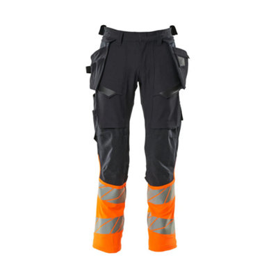 Mascot Accelerate Safe Trousers With Holster PocketsDark Navy/hi-Vis Orange   (48.5) (Leg LengthRegular) from B&Q