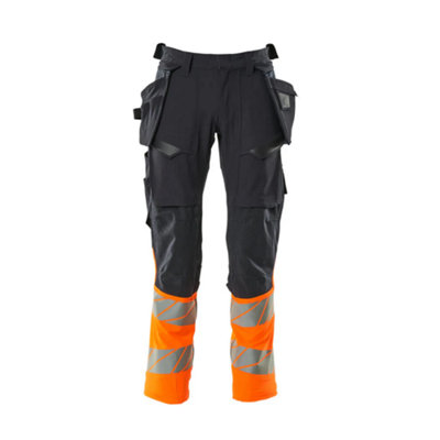 Mascot Accelerate Safe Trousers With Holster PocketsDark Navy/hi-Vis Orange   (50.5) (Leg LengthRegular) from B&Q