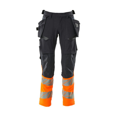 Mascot Accelerate Safe Trousers With Holster PocketsDark Navy/hi-Vis Orange   (32.5) (Leg LengthLong) from B&Q