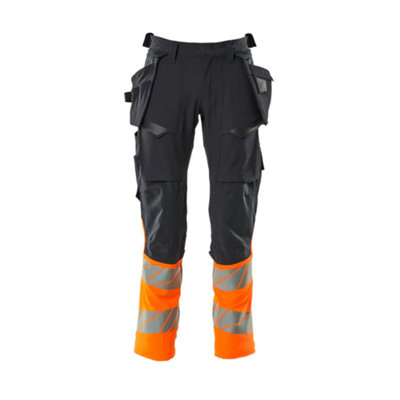 Mascot Accelerate Safe Trousers With Holster PocketsDark Navy/hi-Vis Orange   (33.5) (Leg LengthLong) from B&Q