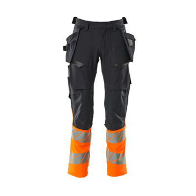 Mascot Accelerate Safe Trousers With Holster PocketsDark Navy/hi-Vis Orange   (34.5) (Leg LengthLong) from B&Q