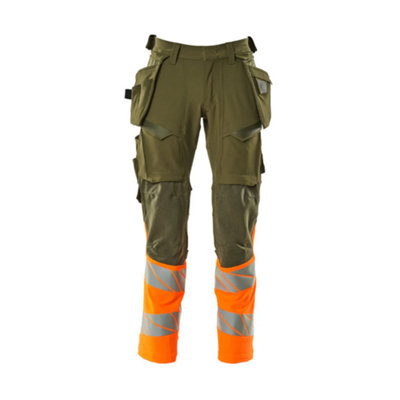 Mascot Accelerate Safe Trousers With Holster PocketsMoss Green/orange   (34.5) (Leg LengthRegular) from B&Q