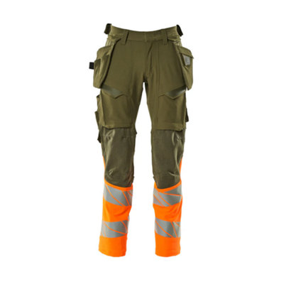 Mascot Accelerate Safe Trousers With Holster PocketsMoss Green/orange   (33.5) (Leg LengthLong) from B&Q