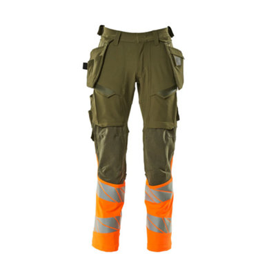 Mascot Accelerate Safe Trousers With Holster PocketsMoss Green/orange   (36.5) (Leg LengthLong) from B&Q