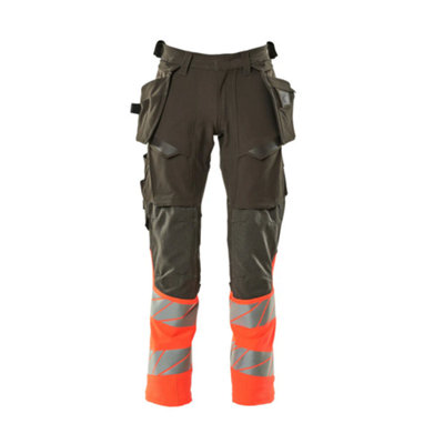Mascot Accelerate Safe Trousers With Holster PocketsDark Anthracite/hi-Vis Red   (28.5) (Leg LengthRegular) from B&Q