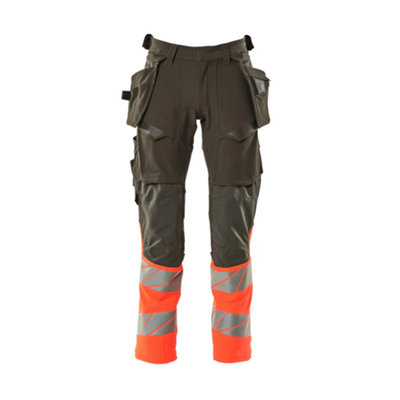 Mascot Accelerate Safe Trousers With Holster Pockets - /Hi-Vis (38.5) (Leg Length - Regular) Dark/Anthracite/Red