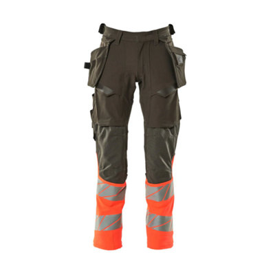Mascot Accelerate Safe Trousers With Holster PocketsDark Anthracite/hi-Vis Red   (46.5) (Leg LengthRegular) from B&Q