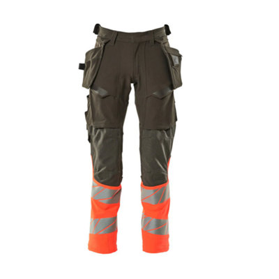 Mascot Accelerate Safe Trousers With Holster PocketsDark Anthracite/hi-Vis Red   (48.5) (Leg LengthRegular) from B&Q