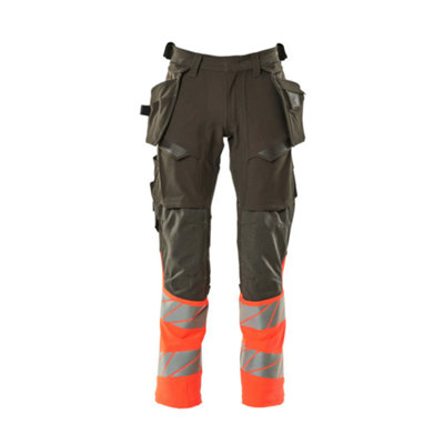 Mascot Accelerate Safe Trousers With Holster PocketsDark Anthracite/hi-Vis Red   (32.5) (Leg LengthLong) from B&Q
