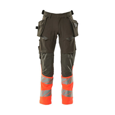 Mascot Accelerate Safe Trousers With Holster PocketsDark Anthracite/hi-Vis Red   (33.5) (Leg LengthLong) from B&Q